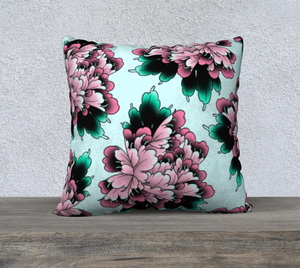 Housse de coussin | pivoine bleu